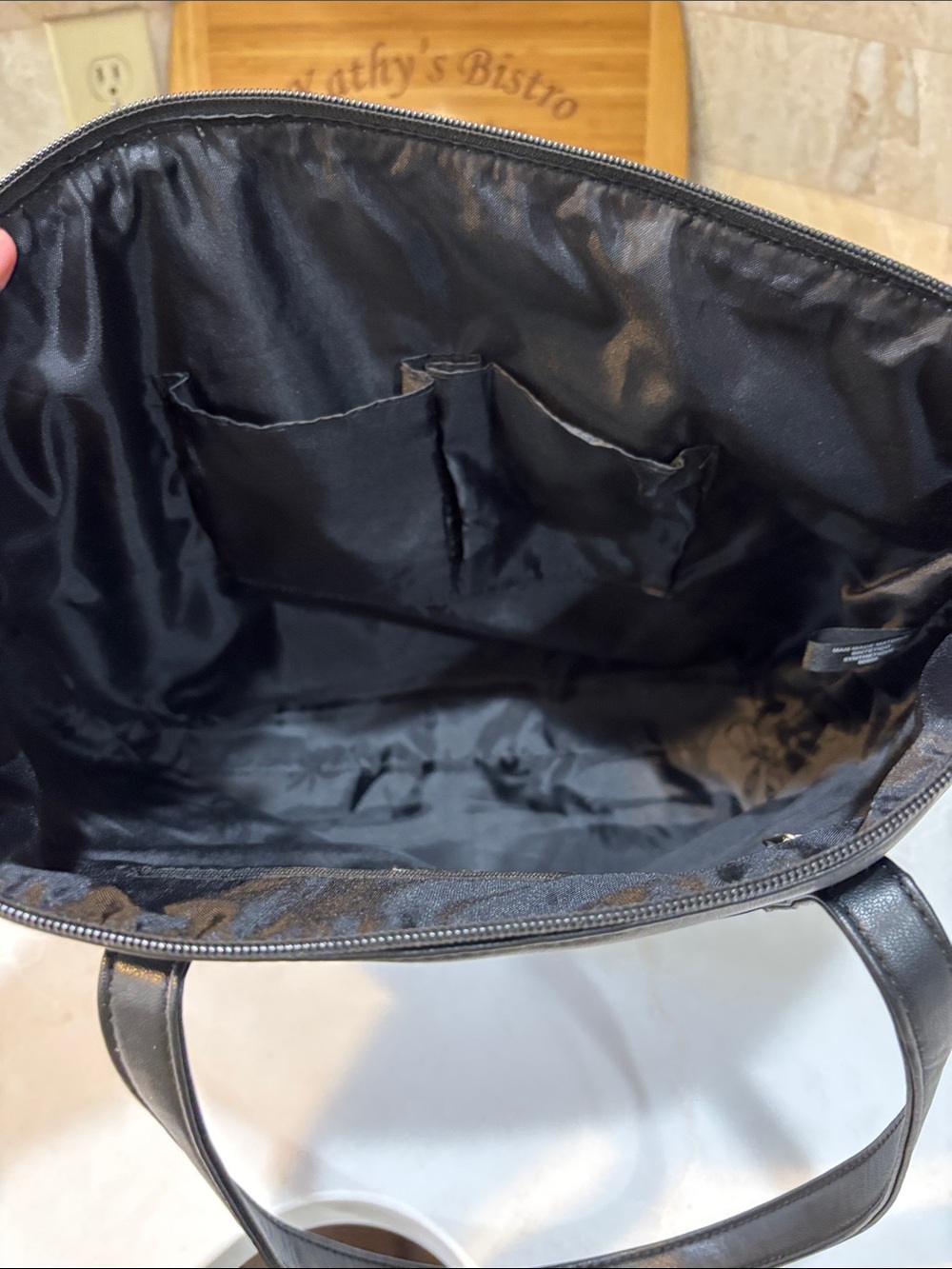 Tahari Black Quilted Leather Tote - Picture 8 of 11